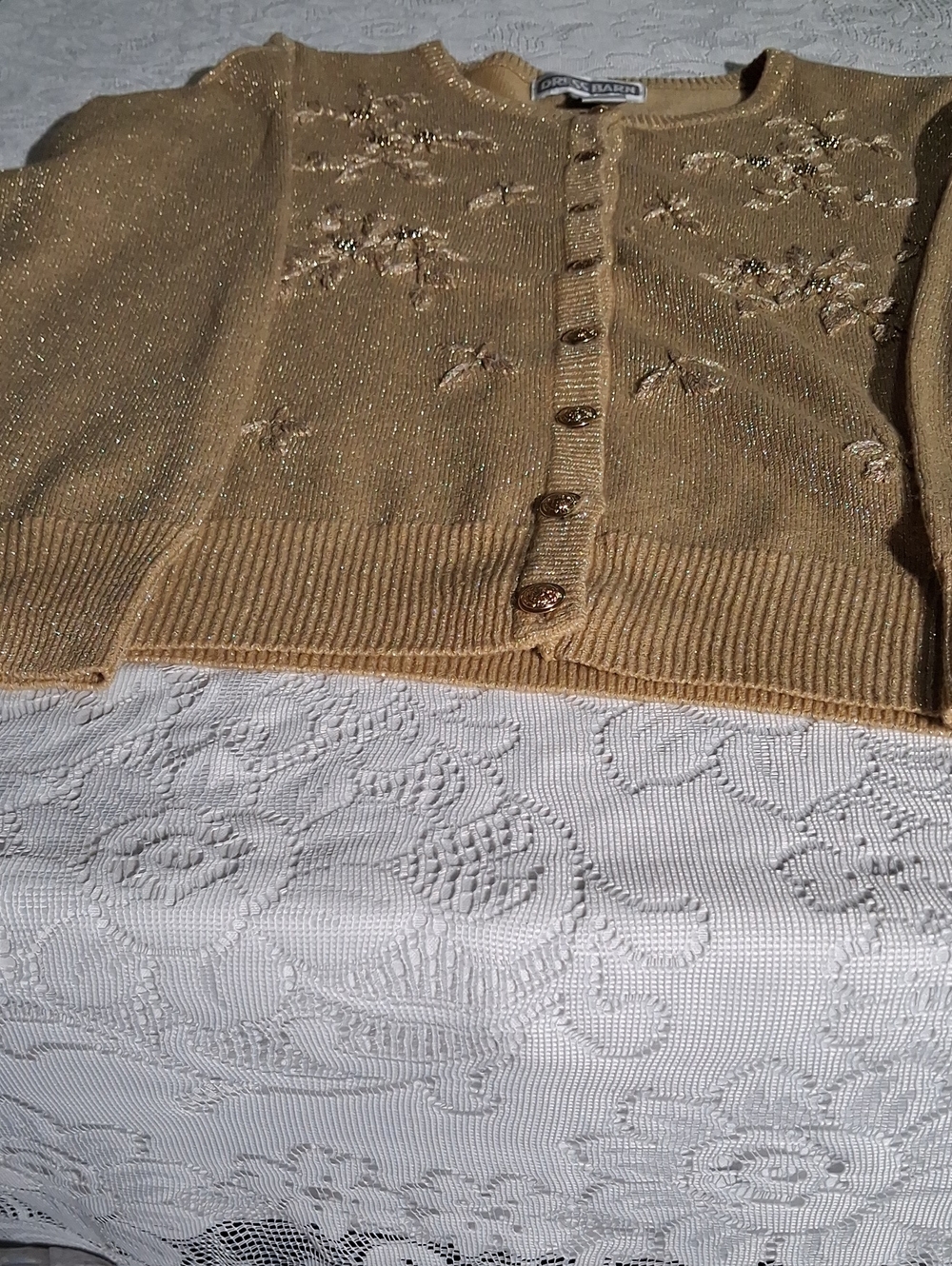 Dress Barn Gold Embellished Knit Cardigan